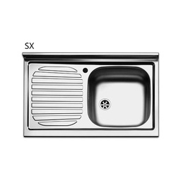 [DFLEX-140-180-SX] Lavello appoggio in acciaio inox con 1 vaschetta 80 cm gocciolatoio sx