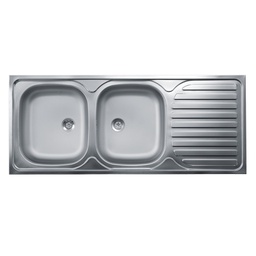 [FZ96564] Lavello cucina due vasche con gocciolatoio dx acciaio da appoggio 50x120 cm(N127DX)