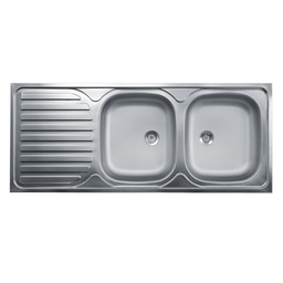 [FZ97370MAG] Lavello cucina due vasche con gocciolatoio sx acciaio da appoggio 50x120 cm(N127SX)