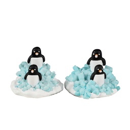 [2013240] Lemax Candy Penguin Colony Set Of 2 - Set di 2 colonie di pinguini di caramelle per villaggio di Natale