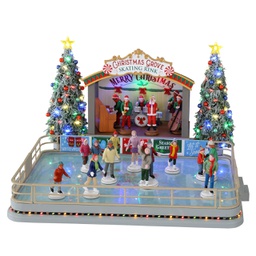 [2006070] Lemax Christmas Grove Skating Rink - Pista Di Pattinaggio Di Christmas Grove Gioco invernale decorazione per villaggio Natale