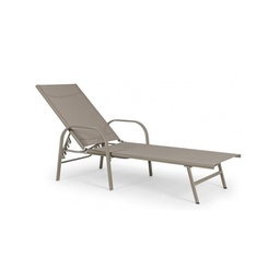 [B0662988] Lettino Arent in acciaio e con braccioli tortora cm 195