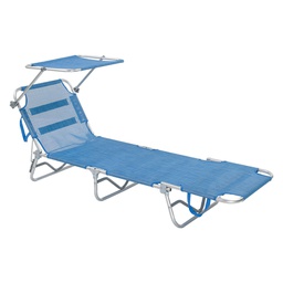 [DFL6128870] Lettino Spiaggia Con Parasole 'Sperlonga' Cm 188 X 58 X H 27 - Telo Blu