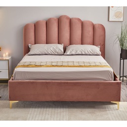 [FZ99741] Letto Matrimoniale Contenitore Artu Rosa Testiera Smerlata Rete Inclusa 160x190 cm