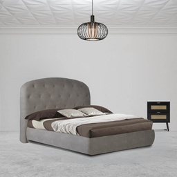 [FZ99910] Letto Matrimoniale Contenitore con Testiera Arrotondata Grigio Chiaro Button1