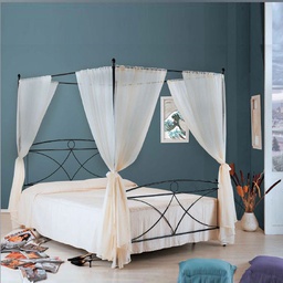 [ALICEBAL1601D1] Letto in ferro matrimoniale con baldacchino Nero ALICE 166x208x h210 cm