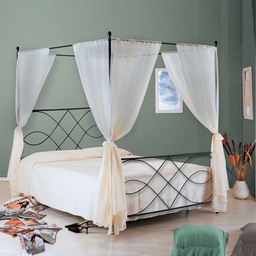[SOSPBALD1601D1] Letto in ferro matrimoniale con baldacchino SOSPIRO Nero 166x208x h210cm
