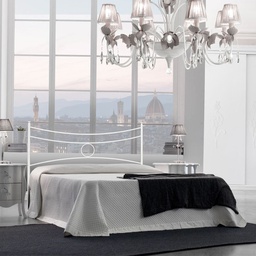 [CONCAGIR1601D3] Letto in ferro matrimoniale con giroletto in ferro Bianco CONCA 166x202x h117 cm