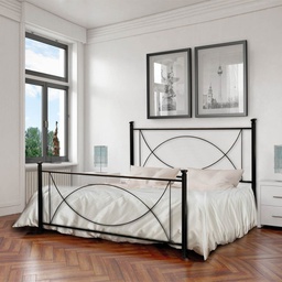 [LAGUPEDI1601D1] Letto in ferro matrimoniale con pediera Nero LAGUNA 166x208x h117 cm