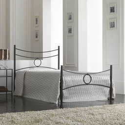 [CONCAPED1201D1] Letto in ferro una piazza e mezza con pediera Nero CONCA 126x208x h117 cm
