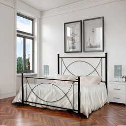[LAGUGIRO1201D1] Letto in ferro una piazza e mezza con pediera Nero LAGUNA 126x208x h117 cm