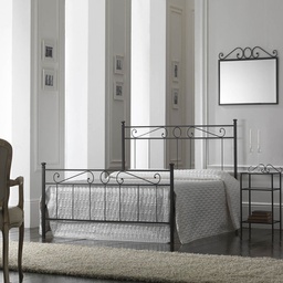 [TEVEPEDI1201D1] Letto in ferro una piazza e mezza con pediera Nero TEVERE 126x208x h117 cm