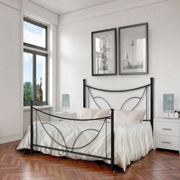 [TULIPEDI1201D1] Letto in ferro una piazza e mezza con pediera TULIPANO Nero 126x208x h117 cm