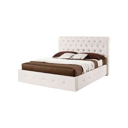 [FZ59091] Letto matrimoniale c- contenitore in ecopelle Bianco 180x223xh.120 cm