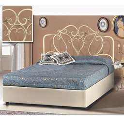 [A115WP] Letto matrimoniale con testiera in ferro e contenitore avorio 172x202xh.140 cm