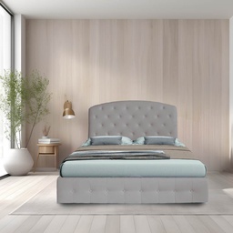 [FZ99911] Letto matrimoniale contenitore con testiera curva grigio chiaro Button2