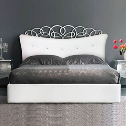 [F234WP] Letto matrimoniale contenitore con testiera imbottita in ecopelle 180x200xh.155 cm