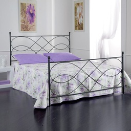 [FZ94050] Letto matrimoniale in ferro battuto con pediera Antracite MARGHERITA 170x202x h122 cm