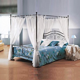 [A104WP] Letto matrimoniale in ferro con baldacchino nero