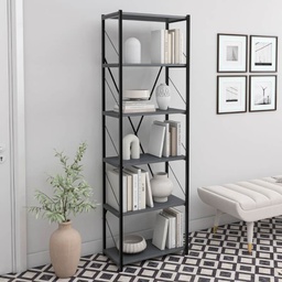 [FZ99760] Libreria Alvin con 6 ripiani antracite struttura metallo