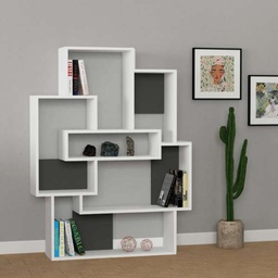 [FZ96877] Libreria Barce bianco antracite 101x22x132h