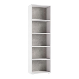 [TEREL218BCEM] Libreria Compatta Con Cinque Ripiani Regolabili bianco, fondo cemento