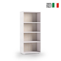 [TEREL216BROV] Libreria Compatta Con Tre Ripiani Regolabili bianco, fondo rovere