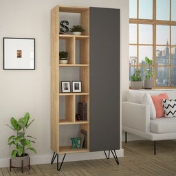 [FZ99486] (2c) Libreria Jedda rovere con anta antracite L 80,6 x P 29,6 x H 191 cm