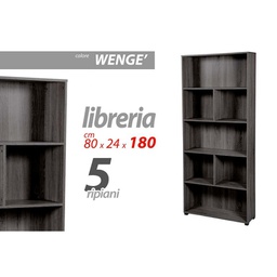[GIC769405] Libreria scaffale legno a muro grigio 5 ripiani cm 80 x 24 x 180 h