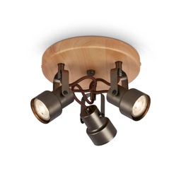 [20007496] Luce spot grigio antico Ø 21 cm 3xgu10 15w 1380lm
