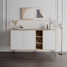 [FZ99372] Madia (2c) Clara rovere 3 ante bianco 142x35,5x83h
