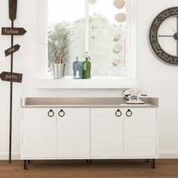 [FZ99465] Madia Dea 4 ante bianco e light mocha 140x36x80 h