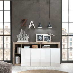 [EFFEZ95090] Madia Mogol 4 ante bianco lucido pero 184x42x93H EFFEZ