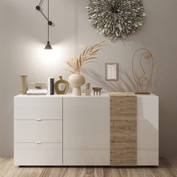[FZ98861] Madia Sabry 2 ante 3 cassetti bianco lucido rovere Kadiz