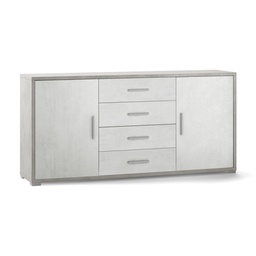 [ADB804CEOSK] Madia due ante quattro cassetti Cemento Bianco 174x41x h84 cm