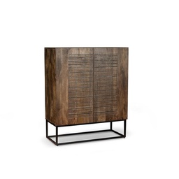 [ET/081] Madia in legno di mango marrone 2 ante 6 scomparti interni 100x45xh.120 cm
