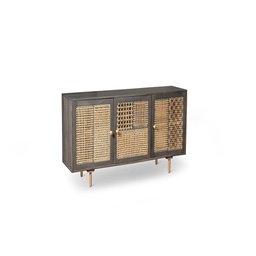 [ET/083] Madia moderna  grigio scuro rattan oro cm 160 x 38 x h 75