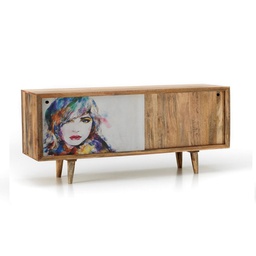 [ET/075] Madia moderna etnica  marrone legno di mango cm 160 x 45 x h 85