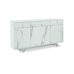 [O7076OSMCK] Madia tre ante tre cassetti Bianco Ossido Marmo 164x41x h92 cm