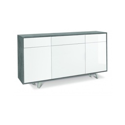 [O7076CEBLK] Madia tre ante tre cassetti Cemento Bianco Lucido 164x41x h92 cm