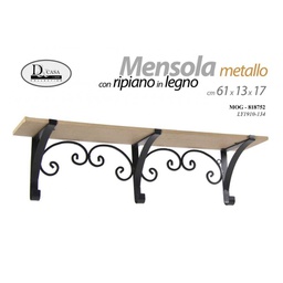 [GIC818752] 2x Mensola in metallo con piano in legno cm 61 x 13 x 17 h