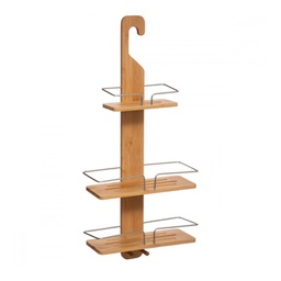 [19921631] Mensola in metallo e bamboo Naturale tre ripiani con gancio 30x12x h70 cm