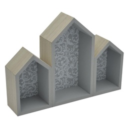 [V3309180000] Mensola legno rebecca casetta 3p cm32x3h16,5