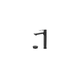 [20009777] Miscelatore Alto Monocomando Per Lavabo Nero Con Scarico Clic/Clac Linea Flat