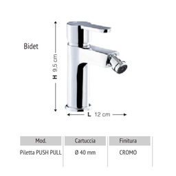 [FZ79438] Miscelatore Lento per Bidet Piletta Push Pull Cromo