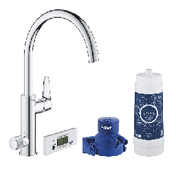 [DFLEX-273-H30385-000] Miscelatore per lavello Blue Pure BauCurve con sistema filtr. acqua cromo