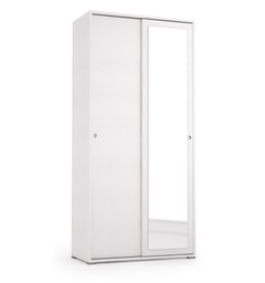 [TEREL115/1B2RIP] Mobile Con Ante Scorrevoli Specchio Due Ripiani E Tubo Abiti bianco ante bianco