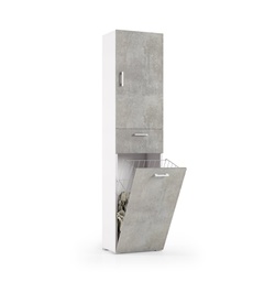 [TEREL120CEM] Mobile Multiuso Con Cestello Porta Biancheria bianco anta cemento