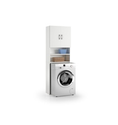 [TEREL123B] (2c) Mobile Multiuso Sopra Lavatrice Con Due Mensole E Due Ante bianco ante bianco