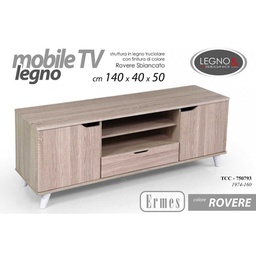 [GIC750793] Mobile Porta tv basso rovere ante e ripiani cm 140 x 40 x 50 h